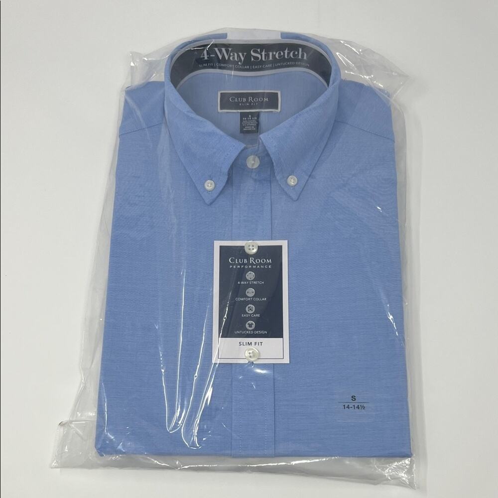 Club Room Performance Slim Fit Long Sleeve - Blue - Small - New with tags
